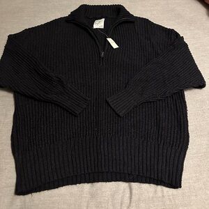 Aerie Women's Black Zip-Up Sweater